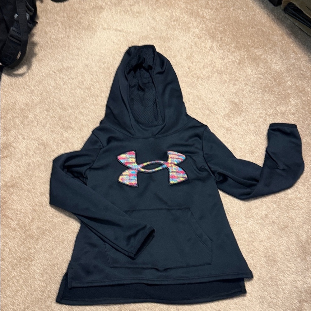 Under Armour Black Hoodie with Multicolor Logo size XS